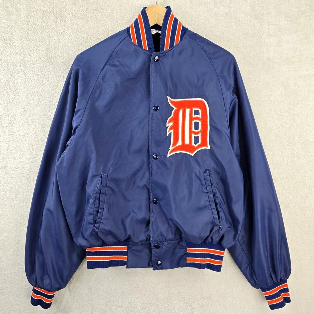 Vintage 90's Detroit Tigers MLB Satin Jacket Mens Medium Lined Bomber *FLAWS*